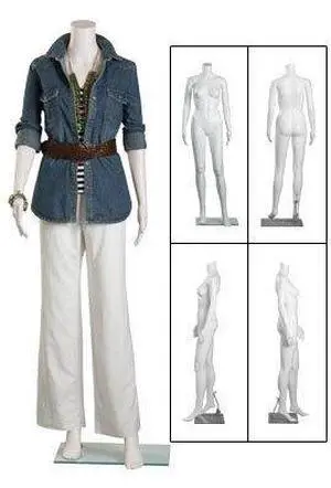 Female Headless White Plastic Mannequin with Straight Arms - Height 5'4" Female Headless White Plastic Mannequin with Straight Arms - Height 5'4"