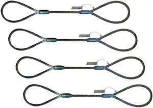 Eye and Eye Wire Rope Choker Sling, 3/8" x 6' Rigging Lifting Industrial 2,800 lbs (4 Pack) Eye and Eye Wire Rope Choker Sling, 3/8" x 6' Rigging Lifting Industrial 2,800 lbs (4 Pack)