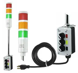 3 Stack Super Bright LED Andon Tower Light, Off-Steady, Red/Amber/Green, 8 ft Industrial Power Cord, Plug & Play Ready, 3 Prong Plug Meets OHSA Standard *Assembled in USA* 3 Stack Super Bright LED Andon Tower Light, Off-Steady, Red/Amber/Green, 8 ft Industrial Power Cord, Plug & Play Ready, 3 Prong Plug Meets OHSA Standard *Assembled in USA*