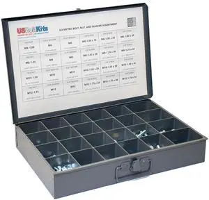 1250 Piece Metric 8.8 Nut, Bolt, and Washer Assortment with Coarse Thread Hex Head Cap Screws, Flat and Lock Washers, Hex Nuts Kit 1250 Piece Metric 8.8 Nut, Bolt, and Washer Assortment with Coarse Thread Hex Head Cap Screws, Flat and Lock Washers, Hex Nuts Kit