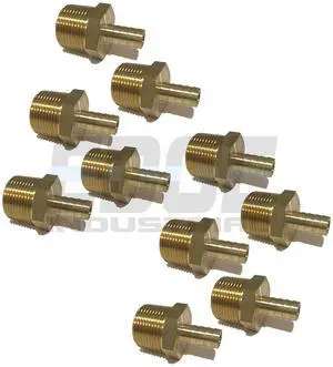 1/2" Hose ID to 1" Male NPT MNPT Straight Brass Fitting Fuel/AIR/Water/Oil/Gas/WOG (Qty 10) 1/2" Hose ID to 1" Male NPT MNPT Straight Brass Fitting Fuel/AIR/Water/Oil/Gas/WOG (Qty 10)