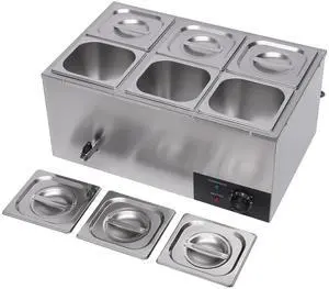 6 Pan Commercial Food Warmer Countertop with Lids, Electric Food Warmer Steam Table, 600W Professional Buffet Servers and Warmers Stainless Steel Buffet Bain Marie with 86-185°F Temp Control 6 Pan Commercial Food Warmer Countertop with Lids, Electric Food Warmer Steam Table, 600W Professional Buffet Servers and Warmers Stainless Steel Buffet Bain Marie with 86-185°F Temp Control