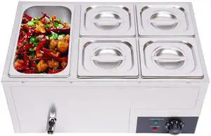 5 Pan Commercial Food Warmer Countertop with Lids, Electric Food Warmer Steam Table, 600W Professional Buffet Servers and Warmers Stainless Steel Buffet Bain Marie with 86-185°F Temp Control 5 Pan Commercial Food Warmer Countertop with Lids, Electric Food Warmer Steam Table, 600W Professional Buffet Servers and Warmers Stainless Steel Buffet Bain Marie with 86-185°F Temp Control
