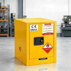 12 Gallon Flammable Storage Cabinet, 18''x18''x23'' Flammable Liquid Storage Cabinet, Fire Safety Cabinet, Flammable Liquid Storage for Industrial Products and House use, Yellow 304 12 Gallon Flammable Storage Cabinet, 18''x18''x23'' Flammable Liquid Storage Cabinet, Fire Safety Cabinet, Flammable Liquid Storage for Industrial Products and House use, Yellow 304