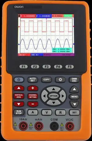 HDS1021M-N Series HDS Handheld Digital Storage Oscilloscope and Digital Multimeter, 20MHz, Single Channel, 500MS/s Sample Rate with Waveform Record & ReplayFFT Functions HDS1021M-N Series HDS Handheld Digital Storage Oscilloscope and Digital Multimeter, 20MHz, Single Channel, 500MS/s Sample Rate with Waveform Record & ReplayFFT Functions
