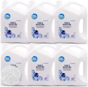 45 LBS Reusable Pure White Silica Gel Beads, Rechargeable Dessicant Dehumidifiers Desiccant Moisture Absorber, 6 Pack of 7.5 LBS 45 LBS Reusable Pure White Silica Gel Beads, Rechargeable Dessicant Dehumidifiers Desiccant Moisture Absorber, 6 Pack of 7.5 LBS