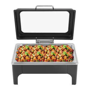 Black Rectangular Catering Warmer 9L/9.51Qt, Stainless Steel Cooling&Heating Chafing Dishes with Transparent Hydraulic Lid, Buffet Server Heat Preservation Stove for Parties Wedding(9L/9.51Qt Black) Black Rectangular Catering Warmer 9L/9.51Qt, Stainless Steel Cooling&Heating Chafing Dishes with Transparent Hydraulic Lid, Buffet Server Heat Preservation Stove for Parties Wedding(9L/9.51Qt Black)