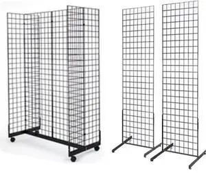 2' x 6' Grid Wall Panel 4-Sided Floorstanding Display Fixture with Gondola Base Plus 2x) 24" x 72" Floor Standing Grid Displays, Black 2' x 6' Grid Wall Panel 4-Sided Floorstanding Display Fixture with Gondola Base Plus 2x) 24" x 72" Floor Standing Grid Displays, Black