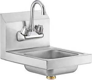 12" x 12" Stainless Steel Wall Mount Hand Sink with Gooseneck Faucet NSF Certified | Compact Commercial Use 12" x 12" Stainless Steel Wall Mount Hand Sink with Gooseneck Faucet NSF Certified | Compact Commercial Use