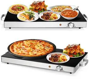 Electric Food Warmer 2 Packs, 22''x15'' Food Warmers for Parties, Adjustable Temperature Control, Tempered Glass Surface, Hot Plate for Buffet, Electric Warming Tray for Restaurants, Events Electric Food Warmer 2 Packs, 22''x15'' Food Warmers for Parties, Adjustable Temperature Control, Tempered Glass Surface, Hot Plate for Buffet, Electric Warming Tray for Restaurants, Events