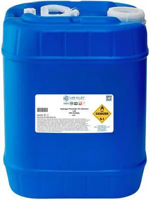 Hydrogen Peroxide 10% Lab Grade, for Kitchen, Bath, Laundry - 5 Gallons Hydrogen Peroxide 10% Lab Grade, for Kitchen, Bath, Laundry - 5 Gallons