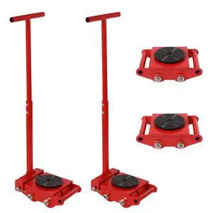 4pcs Machinery Skates, Machinery Mover with 2pcs Steering Handles, 6T/13200lbs Capacity, Machinery Moving Skates Dolly w/ 360° Rotation Disc & 4 Rollers, Heavy Duty Industrial Moving Equipment 4pcs Machinery Skates, Machinery Mover with 2pcs Steering Handles, 6T/13200lbs Capacity, Machinery Moving Skates Dolly w/ 360° Rotation Disc & 4 Rollers, Heavy Duty Industrial Moving Equipment