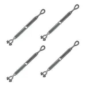 5/8 Inch x 12 Inch Jaw and Eye Galvanized Turnbuckle, Working Load Limit 3,500 Pounds, 4 Pack, Uses: Tower, Suspension, Tensioning 5/8 Inch x 12 Inch Jaw and Eye Galvanized Turnbuckle, Working Load Limit 3,500 Pounds, 4 Pack, Uses: Tower, Suspension, Tensioning