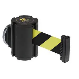 Magnetic Retractable Belt Barrier Black Wrinkle Case W/15' Black/Yellow Belt - 1 Each Magnetic Retractable Belt Barrier Black Wrinkle Case W/15' Black/Yellow Belt - 1 Each