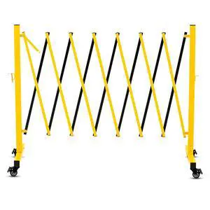 11FT Traffic Barricade with Casters, Metal Expandable Barricade, Folding Security Gate, Retractable Fence Outdoor Barricade Fence for Construction Area, Traffic Control, Yellow 11FT Traffic Barricade with Casters, Metal Expandable Barricade, Folding Security Gate, Retractable Fence Outdoor Barricade Fence for Construction Area, Traffic Control, Yellow