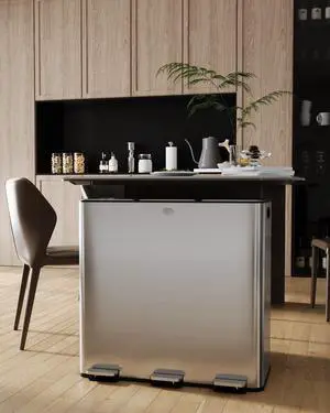 90L Three Compartment Trash Can with Soft-Close Lid, Rectangle Step Trash Can, Fingerprint-Resistant Stainless Steel Garbage Bin for Kitchen, Home Office, Restaurant, 3x7.9Gal 90L Three Compartment Trash Can with Soft-Close Lid, Rectangle Step Trash Can, Fingerprint-Resistant Stainless Steel Garbage Bin for Kitchen, Home Office, Restaurant, 3x7.9Gal