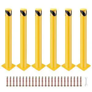 Safety Bollard Post, 36 x 4.5 inch Removable Steel Traffic Parking Barrier Bollards, Yellow, 6 Pack Safety Bollard Post, 36 x 4.5 inch Removable Steel Traffic Parking Barrier Bollards, Yellow, 6 Pack
