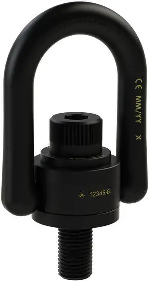 33716 Heavy Duty Swivel Hoist Ring, Alloy Steel w/ Black Oxide finish, G Thread Size 3/4"-10, 5000 lbs Working Load Limit, 5-19/64" Height, 1-1/2" Thread Length 33716 Heavy Duty Swivel Hoist Ring, Alloy Steel w/ Black Oxide finish, G Thread Size 3/4"-10, 5000 lbs Working Load Limit, 5-19/64" Height, 1-1/2" Thread Length