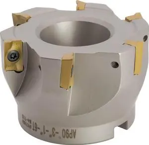 3" 90° Indexable Face (Shell) Mill, for Square Shoulder Milling, 1" Arbor Hole Diameter, 6 Flute, with 6 pcs APKT1604 Carbide Inserts 3" 90° Indexable Face (Shell) Mill, for Square Shoulder Milling, 1" Arbor Hole Diameter, 6 Flute, with 6 pcs APKT1604 Carbide Inserts