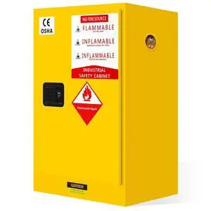30 Gallon Red Flammable Safety Cabinet, NFPA & OSHA Compliant, Fireproof 14GA Steel Cabinet with Adjustable Shelf, 3-Point Lock, Manual-Closing Doors, Vent System (Yellow 23"W x 18"D x 35"H) 30 Gallon Red Flammable Safety Cabinet, NFPA & OSHA Compliant, Fireproof 14GA Steel Cabinet with Adjustable Shelf, 3-Point Lock, Manual-Closing Doors, Vent System (Yellow 23"W x 18"D x 35"H)