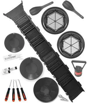 Complete Gold Mining Kit with Sluice Box and Bucket Classifier | Portable Sluice Box Breaks Down into 24-Inch Sections for Easy Transport Complete Gold Mining Kit with Sluice Box and Bucket Classifier | Portable Sluice Box Breaks Down into 24-Inch Sections for Easy Transport