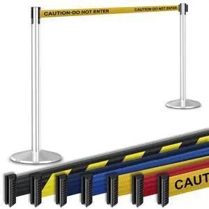 Commercial-Grade Stanchion 2-Pack by RETRACTA-Belt Prime (Model P100PS1) 10 Retractable Belt Barrier - Heavy Base Crowd Control Barrier (Polished Stainless Steel w/Caution Belt) Commercial-Grade Stanchion 2-Pack by RETRACTA-Belt Prime (Model P100PS1) 10 Retractable Belt Barrier - Heavy Base Crowd Control Barrier (Polished Stainless Steel w/Caution Belt)