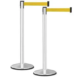 Commercial-Grade Stanchion 2-Pack by RETRACTA-Belt Prime (Model P100PS1) 10 Retractable Belt Barrier - Heavy Base Crowd Control Barrier (Polished Stainless Steel w/Yellow Belt) Commercial-Grade Stanchion 2-Pack by RETRACTA-Belt Prime (Model P100PS1) 10 Retractable Belt Barrier - Heavy Base Crowd Control Barrier (Polished Stainless Steel w/Yellow Belt)
