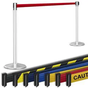 Commercial-Grade Stanchion 2-Pack by RETRACTA-Belt Prime (Model P100PS1) 10 Retractable Belt Barrier - Heavy Base Crowd Control Barrier (Polished Stainless Steel w/Res Belt) Commercial-Grade Stanchion 2-Pack by RETRACTA-Belt Prime (Model P100PS1) 10 Retractable Belt Barrier - Heavy Base Crowd Control Barrier (Polished Stainless Steel w/Res Belt)