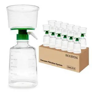 500ml Vacuum Filtration System, Disposable Sterile Vacuum Filter Units with PES Membrane, 0.45m Pore Size, 90mm Diameter for Laboratory, Chemistry, Graduated, Individually Wrapped, Pack of 12 500ml Vacuum Filtration System, Disposable Sterile Vacuum Filter Units with PES Membrane, 0.45m Pore Size, 90mm Diameter for Laboratory, Chemistry, Graduated, Individually Wrapped, Pack of 12