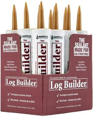 Log Builder Acrylic Latex Chinking Sealant, 10.5 oz Cartridge, Tan (Case of 12) Log Builder Acrylic Latex Chinking Sealant, 10.5 oz Cartridge, Tan (Case of 12)