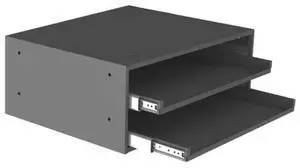302B-15.75-95 Heavy Duty Bearing Slide Rack with 2 Large Compartment Boxes, 150 lbs Capacity, 15-3/4" Length x 20" Width x 8-1/8" Height, Gray Powder Coated Finish 302B-15.75-95 Heavy Duty Bearing Slide Rack with 2 Large Compartment Boxes, 150 lbs Capacity, 15-3/4" Length x 20" Width x 8-1/8" Height, Gray Powder Coated Finish