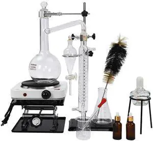 Essential Oil Distillation Equipment, Distillation Apparatus for Home Glass Steam Distillation Apparatus Kit, Professional 500/1000ML 1000W Lab Glassware Equipment for Distillation (1000ml) Essential Oil Distillation Equipment, Distillation Apparatus for Home Glass Steam Distillation Apparatus Kit, Professional 500/1000ML 1000W Lab Glassware Equipment for Distillation (1000ml)