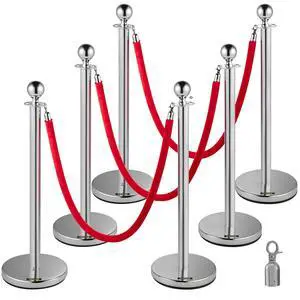Velvet Ropes and Posts 6 Pcs, 5 ft Red Velvet Rope, Stanchion Post with Ball Top, Crowd Control Barriers Silver Stanchions, Red Carpet Poles, Crowd Control Ropes and Poles for Party Supplies Velvet Ropes and Posts 6 Pcs, 5 ft Red Velvet Rope, Stanchion Post with Ball Top, Crowd Control Barriers Silver Stanchions, Red Carpet Poles, Crowd Control Ropes and Poles for Party Supplies