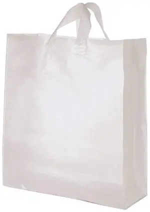 Jumbo Clear Frosted Plastic Shopping Bags - 16 x 6 x 19 - Case of 100 Jumbo Clear Frosted Plastic Shopping Bags - 16 x 6 x 19 - Case of 100