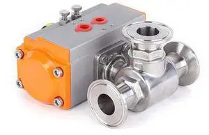2" Pneumatic Ball Valve Stainless Steel 304 Sanitary Three-Way T-type Three-Clamp Pneumatic Ball Valve for Food Brewery Dairy Brewing and Chemical Industries (3-Way 2" (51)) 2" Pneumatic Ball Valve Stainless Steel 304 Sanitary Three-Way T-type Three-Clamp Pneumatic Ball Valve for Food Brewery Dairy Brewing and Chemical Industries (3-Way 2" (51))