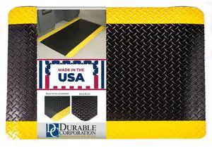Vinyl Heavy Duty Diamond-Dek Sponge Industrial Anti-Fatigue Floor Mat, 3' x 5', Black with Yellow Border Vinyl Heavy Duty Diamond-Dek Sponge Industrial Anti-Fatigue Floor Mat, 3' x 5', Black with Yellow Border