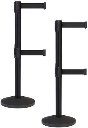 CCW Series RBB-100D - Set of 2 Stanchion Retractable Belt Barriers Dual Belt - Easy to Assemble, No Tools Required (11 Foot Belt, Black Belt with Black Post) CCW Series RBB-100D - Set of 2 Stanchion Retractable Belt Barriers Dual Belt - Easy to Assemble, No Tools Required (11 Foot Belt, Black Belt with Black Post)