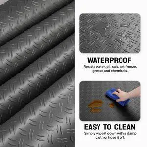 7.5 X 20 FT Garage Floor Mat,Thickened Double Diamond Plate Garage Floor Covering, PVC Garage Flooring Roll for Under Car,Garage, Warehouse, Gyms, Trailer 7.5 X 20 FT Garage Floor Mat,Thickened Double Diamond Plate Garage Floor Covering, PVC Garage Flooring Roll for Under Car,Garage, Warehouse, Gyms, Trailer