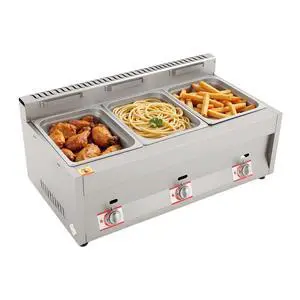 3-Pan Commercial Food Warmer, 3 x 6L Propane/NG Gas Fryer Catering Food Warmer Steam Table Stainless Steel Countertop Food Warmers for Parties Catering Restaurants Buffet (3-Pan) 3-Pan Commercial Food Warmer, 3 x 6L Propane/NG Gas Fryer Catering Food Warmer Steam Table Stainless Steel Countertop Food Warmers for Parties Catering Restaurants Buffet (3-Pan)