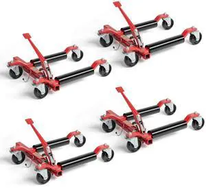 Car Wheel Dolly Set of 4, Heavy Duty 6000 Lbs Capacity Vehicle Positioning Jack, Anti-Slip Foot Pedal&360° Swivel Casters for SUV Truck Boat Repair Moving,Red-Black Car Wheel Dolly Set of 4, Heavy Duty 6000 Lbs Capacity Vehicle Positioning Jack, Anti-Slip Foot Pedal&360° Swivel Casters for SUV Truck Boat Repair Moving,Red-Black