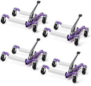 Car Wheel Dolly Jack Set of 4, Mechanical 6000-lbs Car Skates, 12'' Wheel Vehicle Positioning Jack, Heavy Duty Rollers with Ratcheting Foot Pedal for Tire Auto Repair Moving, Purple Car Wheel Dolly Jack Set of 4, Mechanical 6000-lbs Car Skates, 12'' Wheel Vehicle Positioning Jack, Heavy Duty Rollers with Ratcheting Foot Pedal for Tire Auto Repair Moving, Purple
