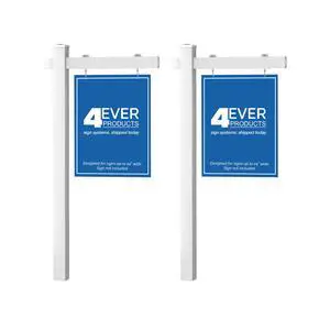 Vinyl PVC Real Estate Sign Post - White with Flat Cap - 5' Post - Multiple Quantities Available (2) Vinyl PVC Real Estate Sign Post - White with Flat Cap - 5' Post - Multiple Quantities Available (2)