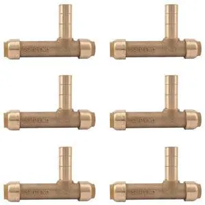 1/2 Inch x 1/2 Inch x 1/2 Inch CTS Tail Adapter Service Line Tee, Pack of 6, Push to Connect Brass Fitting, PEX Pipe, Copper, CPVC, PE-RT, HDPE, U4482LF 1/2 Inch x 1/2 Inch x 1/2 Inch CTS Tail Adapter Service Line Tee, Pack of 6, Push to Connect Brass Fitting, PEX Pipe, Copper, CPVC, PE-RT, HDPE, U4482LF