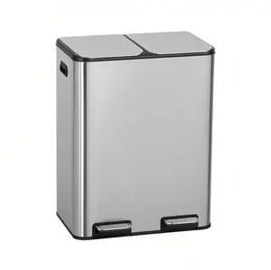60 Liter / 16 Gallon Dual Compartment Stainless Steel Kitchen Trash Can,Hands-Free Step Trash Bin with Soft-Close Lid, Recycle and Garbage Can Combo, for Kitchen and Living Room (Double-lid Pedal) 60 Liter / 16 Gallon Dual Compartment Stainless Steel Kitchen Trash Can,Hands-Free Step Trash Bin with Soft-Close Lid, Recycle and Garbage Can Combo, for Kitchen and Living Room (Double-lid Pedal)