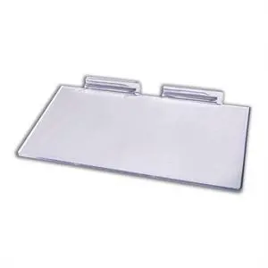 Large Clear Acrylic Slatwall Shoe Shelf, 6" D x 12" L Flat Plastic Display Shelf Made with.16" Thick Styrene, 50 Pack Large Clear Acrylic Slatwall Shoe Shelf, 6" D x 12" L Flat Plastic Display Shelf Made with.16" Thick Styrene, 50 Pack