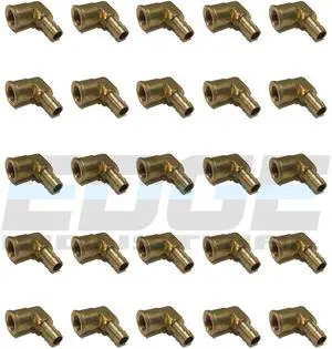 3/8" Hose ID to 1/4" Female NPT FNPT 90 Degree Brass Elbow Fitting Fuel/AIR/Water/Oil/Gas/WOG (Qty 25) 3/8" Hose ID to 1/4" Female NPT FNPT 90 Degree Brass Elbow Fitting Fuel/AIR/Water/Oil/Gas/WOG (Qty 25)