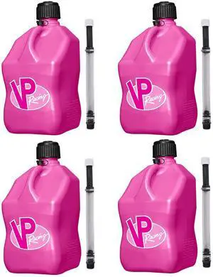 3812-CA, 5.5-Gallon Square Motorsport Jug Pink (4 Pack) w/ 14" Standard Hose (4 Pack) Close-Trimmed Cap and Neck for Tight Seal 3812-CA, 5.5-Gallon Square Motorsport Jug Pink (4 Pack) w/ 14" Standard Hose (4 Pack) Close-Trimmed Cap and Neck for Tight Seal