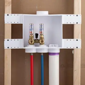 38577 Quadtro Washing Machine Outlet Box F1807 PEX Tail Piece, Single Lever with Water Hammer, 2" Hub 38577 Quadtro Washing Machine Outlet Box F1807 PEX Tail Piece, Single Lever with Water Hammer, 2" Hub