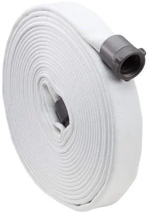Fire Hose - 2 1/2 inches x 25' Lay Flat Water Hose - Made in the USA - White Firefighter Hose - NH Couplings Fire Hose - 2 1/2 inches x 25' Lay Flat Water Hose - Made in the USA - White Firefighter Hose - NH Couplings