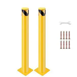 Safety Bollard Post, 36 x 4.5 in Steel Removable Traffic Parking Barrier Bollards, Yellow, 2 Pack Safety Bollard Post, 36 x 4.5 in Steel Removable Traffic Parking Barrier Bollards, Yellow, 2 Pack